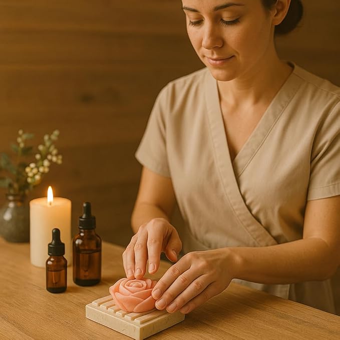 Natural Champagne Marble Soap Dish – Handcrafted & Polished Luxury Soap Tray for Bathroom, Kitchen, and Sink Countertops, Elegant Design Used in 5-Star Hotels (5.2” L x 4” W, Beige Natural Stone)