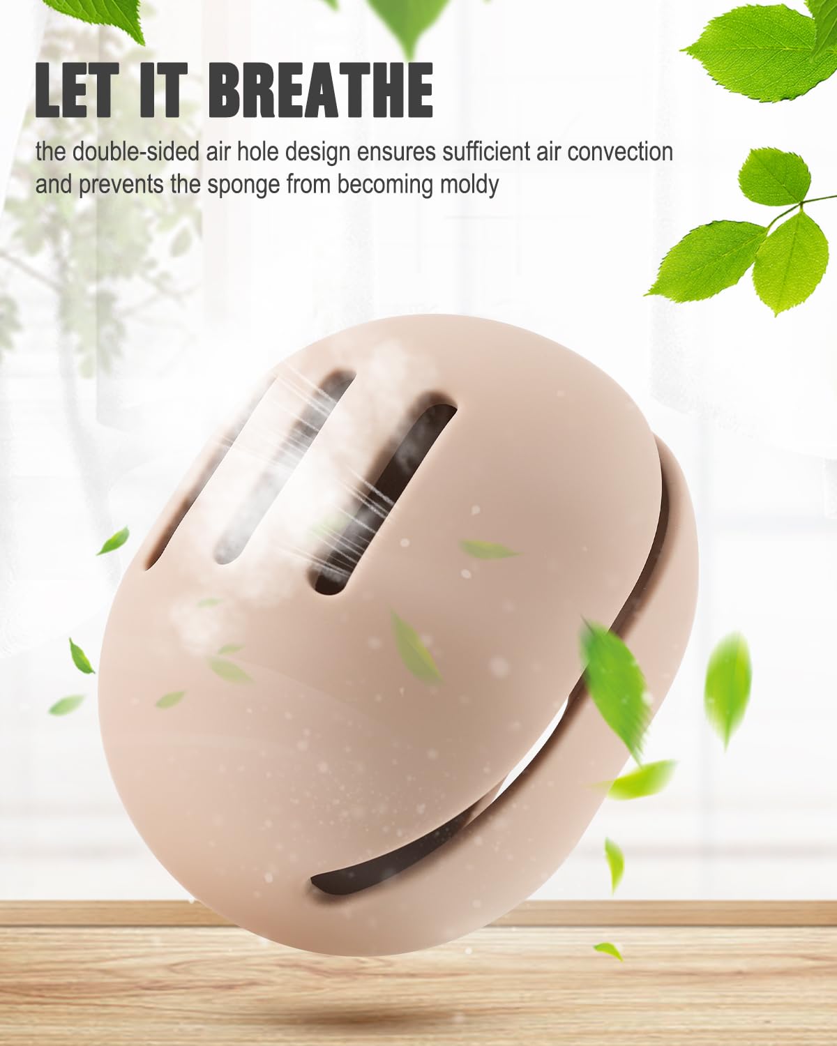 FERYES Makeup Sponge Holder – Shatterproof Eco-Friendly Silicone Beauty Make Up Blender Case for Travel - Khaki