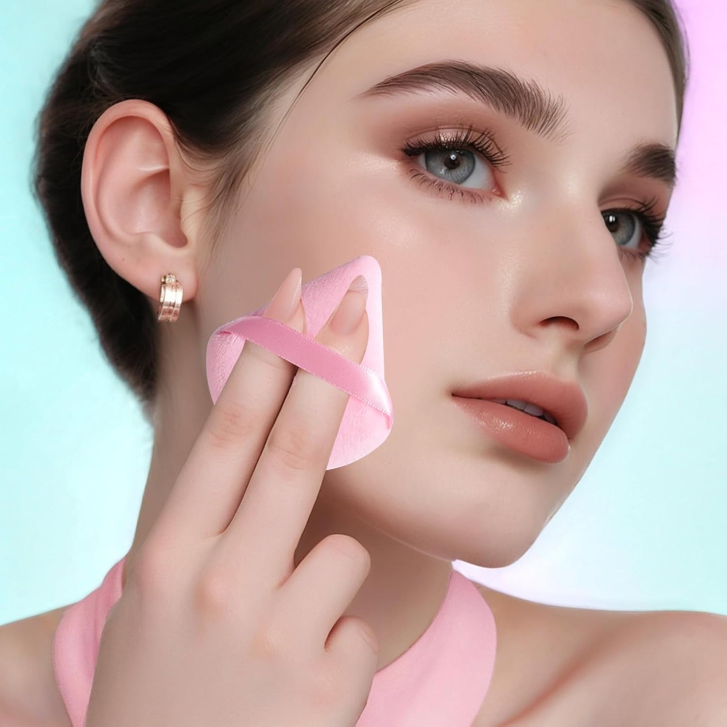 Makeup Sponge Set BS-MALLTriangle Puff 14 Pcs for Liquid, Cream, and Powder, Multi-colored Makeup Sponges and Mini Makeup Sponge (F-PinkBlue)