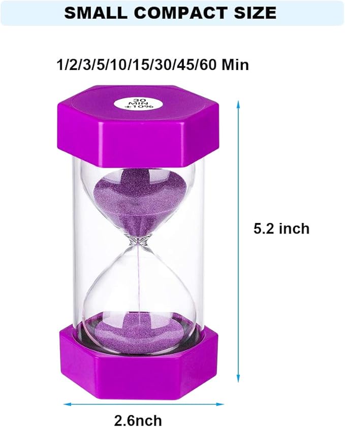 Sand Timer - 2 Min Colorful Purple Sand Clock, Plastic Hourglass for Kids, Classroom, Kitchen, Toothbrush Timer, Decoration