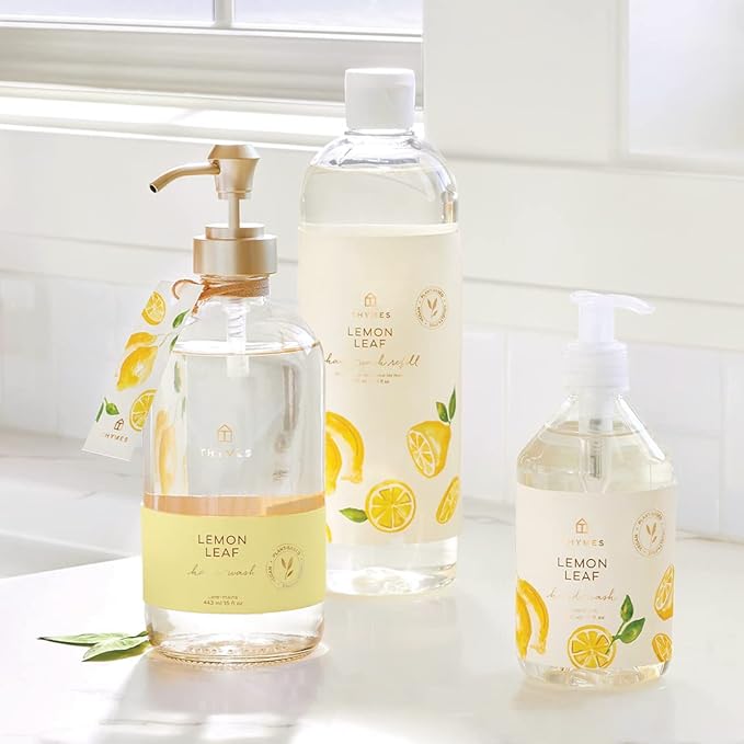 Thymes Hand Wash Refill - Lightly Scented Liquid Hand Soap for Bathroom and Kitchen Refill - Moisturizing Formula with Natural Ingredients (Lemon Leaf, 24.5 fl oz)