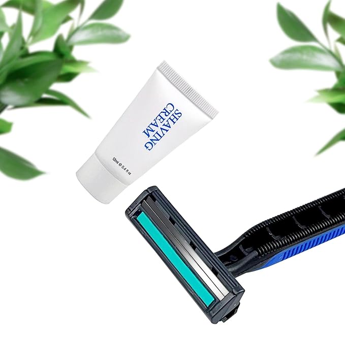 Shave Kit in Bulk, Smooth Shave Disposable Razor and Cream(12g), Individually Wrapped Toiletries Amenities for Hotel, Airbnb, Homeless, Shelter, Camping and Travel (408 Pack)