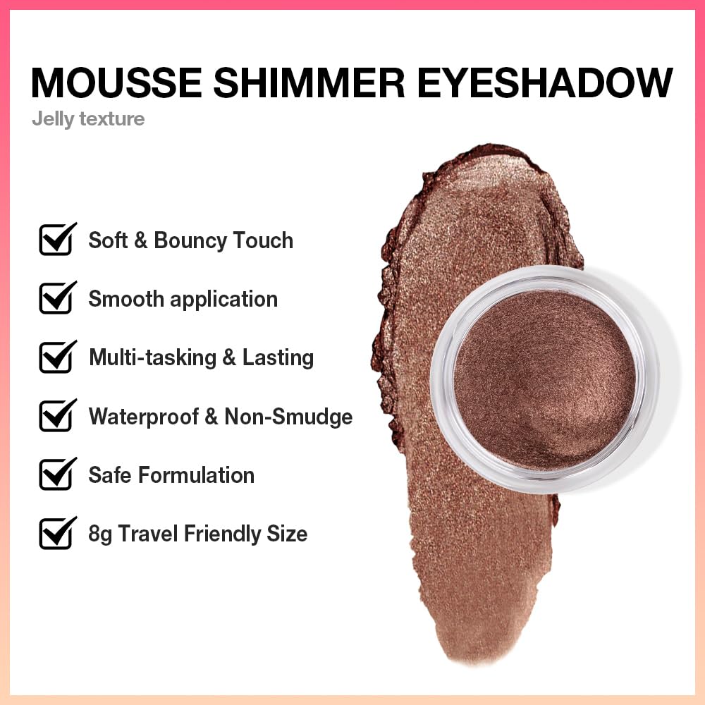 Dark Brown Mousse Single Eyeshadow Palette –Neutral Matte & Shimmer Eyeshadow,Mini Cream Glitter Eye shadow,Long Lasting Highly Pigmented Eye Makeup Compact Travel Siz Eye shadow for Older Women 07#