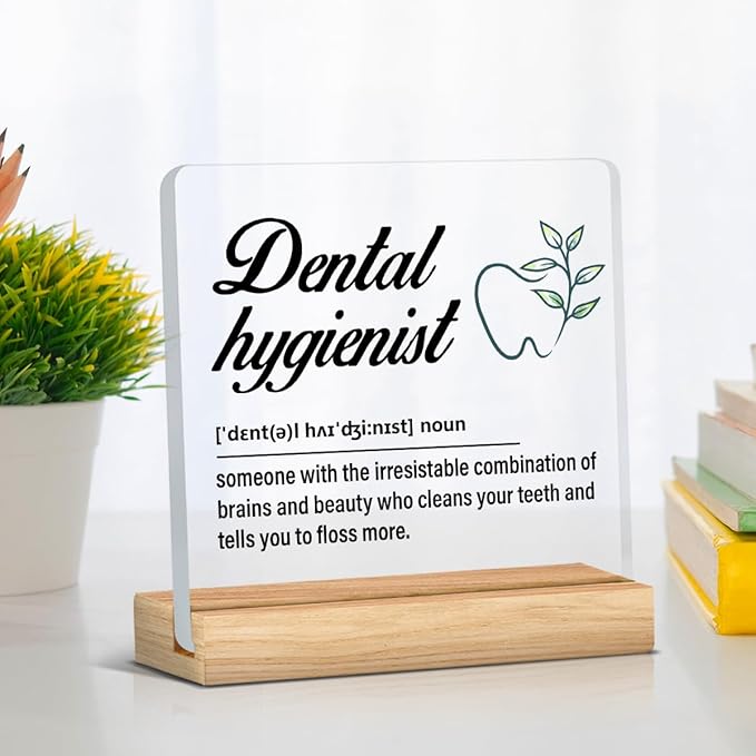 Dental Hygienist Gift for Women Men, Dental Hygienist Definition Acrylic Desk Sign Decor