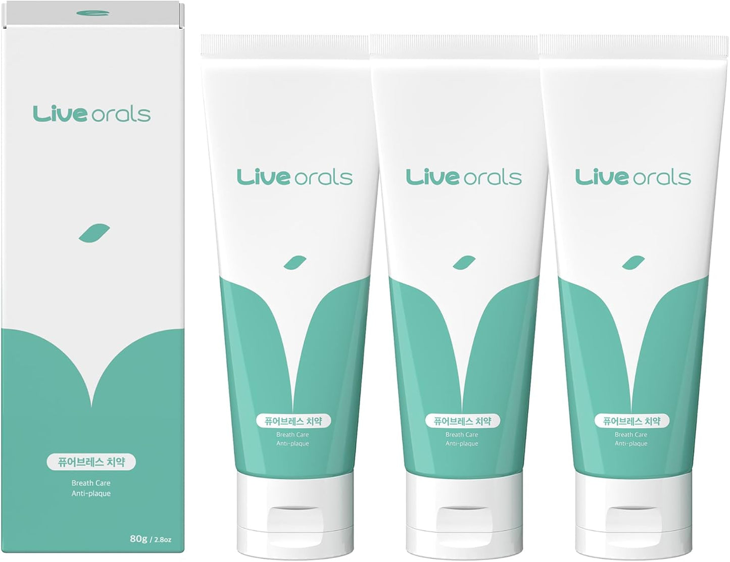Live Orals PureBreath Toothpaste 80g (Pack of 3) - Fluoride-Free, Odor Neutralizing, Enamel Strengthening, Gentle Cleaning, Mint Fresh, Naturally Derived Ingredients, Sensitive Teeth Friendly