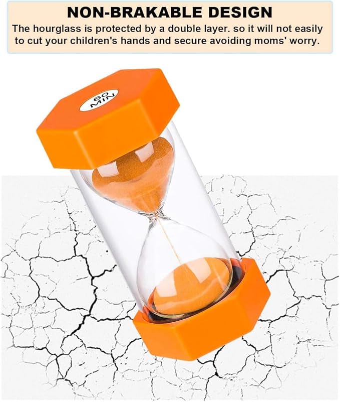 Sand Timer 10 Minute Hourglass Timer: Plastic Sand Clock 10 Minutes, Large Orange Sand Watch 10 Min, Colorful Hour Glass Colorful Sandglass Timer for Kids, Games, Classroom, Kitchen, Decoration