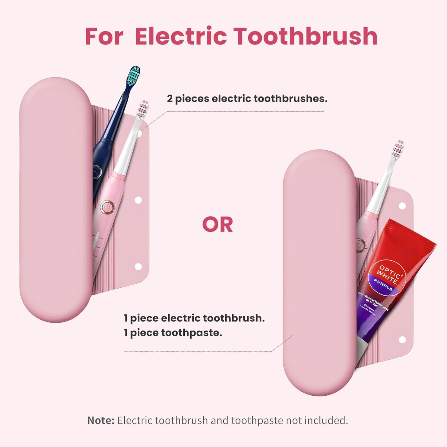 Silicone Electric Toothbrush Travel Cover, Toothbrush Travel Containers Bag Case,Keeps Toothbrush Fresh and Clean, Fits Most Manual and Electric Toothbrushes - Pink