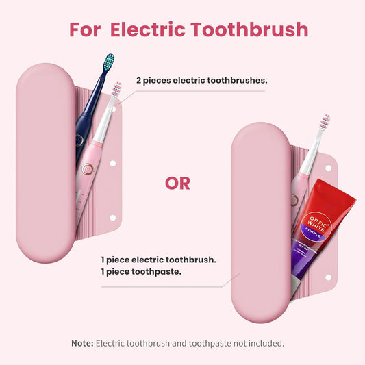 Silicone Electric Toothbrush Travel Cover, Toothbrush Travel Containers Bag Case,Keeps Toothbrush Fresh and Clean, Fits Most Manual and Electric Toothbrushes - Pink
