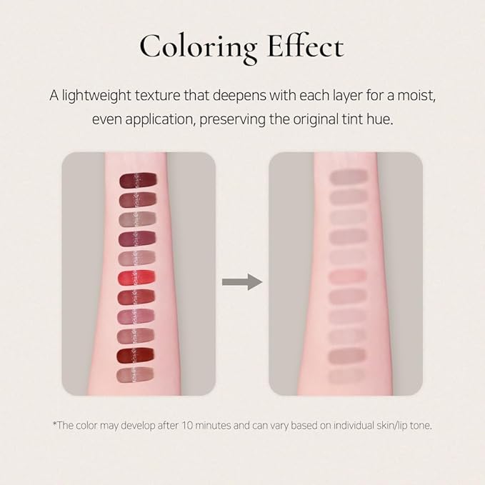 DINTO Blur-Glowy MINI Lip Tint (252 Memento Mori) - Glossy Finish, Hydrating, Long Lasting, Lightweight Texture, Non-Sticky, Vegan & Cruelty-Free, Korean makeup (11 colors)