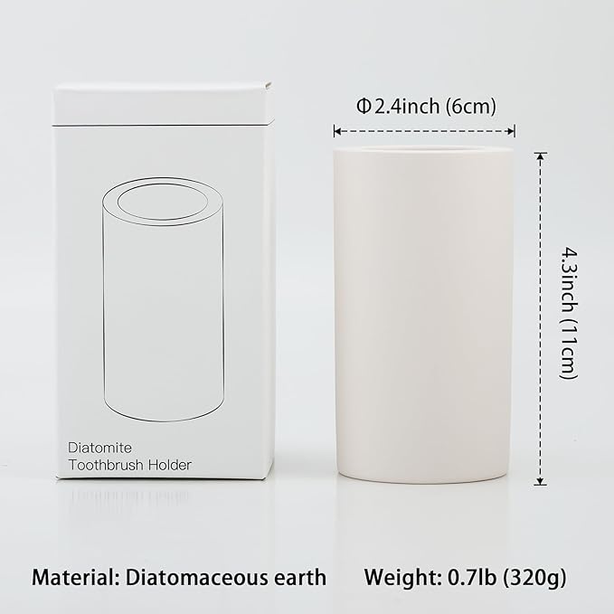 2Pcs Diatomite Toothbrush Holder for Bathroom Sink, Countertop Organizer, Quick Dry Stand Cup for Toothpaste, Razors, Makeup Brushes - Water-Absorbent & Quick-Drying (Beige, Height 4.3")