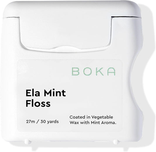 Boka Ela Mint Expandable Woven Dental Floss, Made from Plant-Based Vegetable Wax, Teflon-Free, 30 Yards of Waxed Floss (Pack of 1)