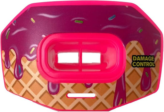 DAMAGE CONTROL Youth Football Mouth Guard – Breathable No Boil Mouthpiece, Protects Lips & Teeth, Works with Braces, Includes Helmet Strap – Sports Gear & Accessories (Brain Freeze)