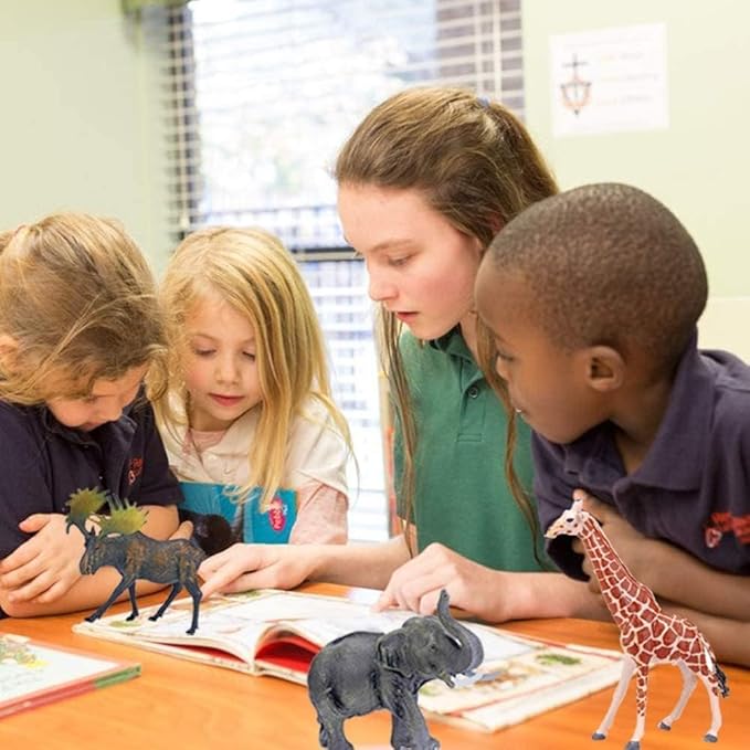 BOLZRA Safari Animals Figures Toys, Realistic Jumbo Wild Zoo Animal Figurines, Plastic African Jungle Animals Playset for Kids Toddlers, 14Pcs Birthday Stocking Stuffers