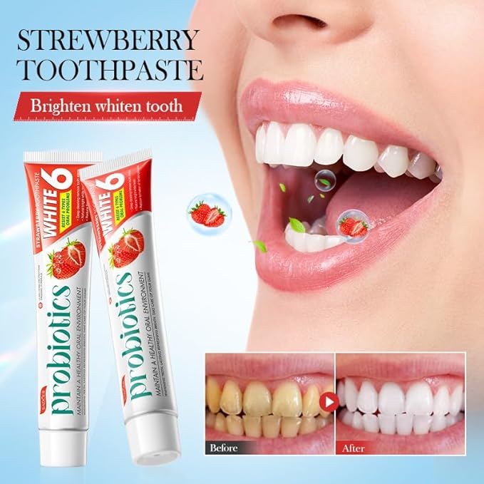 5-Pack Whitening Toothpaste Set, Fluoride-Free Toothpaste for Sensitive Teeth, Removes Coffee Tea & Smoke Stains, Natural Enamel Repair & Fresh Breath