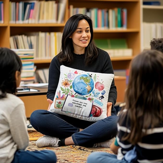 Cirzone Teacher Gifts for Women -18x18Inch Throw Pillow Cover Funny Best Teacher Gifts with Gift Box Perfect Birthday Teacher Thanksgiving Gifts for Home Sofa Decor