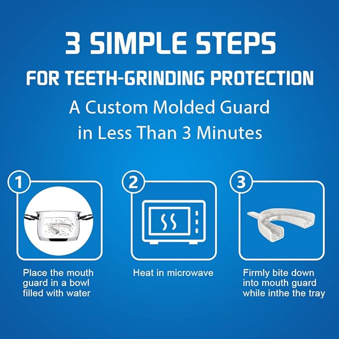 KOHEEL GS Moldable Mouth Guard for Teeth Grinding and Clenching, Night Guard for Bruxism Relief, 5 Count (Black, Large Size)