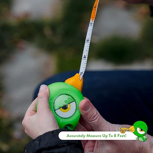 Handy Famm 8ft Green Bird Tape Measure for Kids – STEM Educational Tool with Level, Protractor, Retractable Design - DIY Construction Toy, Child-Safe Measuring Tapes, Gift for Boys & Girls 3+
