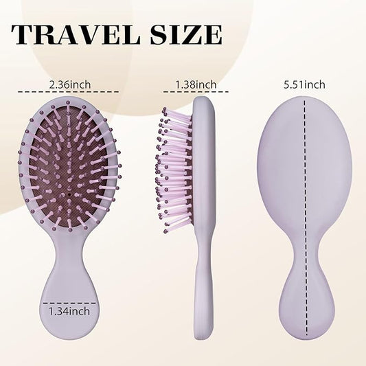 4Pcs Mini Hair Brush, Travel Detangling Brush for Girls Boys Kids Women Men, Pocket Small Hairbrush for Thick Curly Thin Long Short Wet or Dry Hair No Tangle