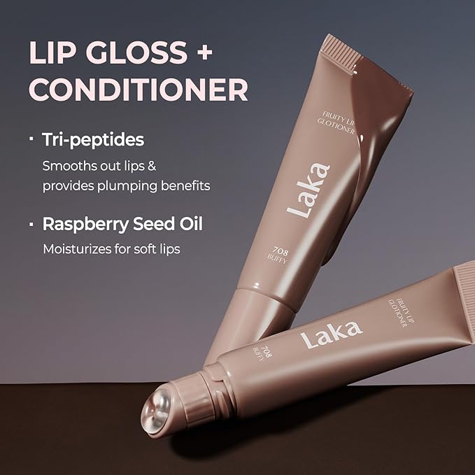 Laka Fruity Lip Glotioner, 10ml/0.33 fl.oz, Lip Gloss with High Shine Vivid Colors, Jelly tip for Hygienic & Easy Application, Plumping Conditioner, Vegan, K-Beauty (#709 Vintage)