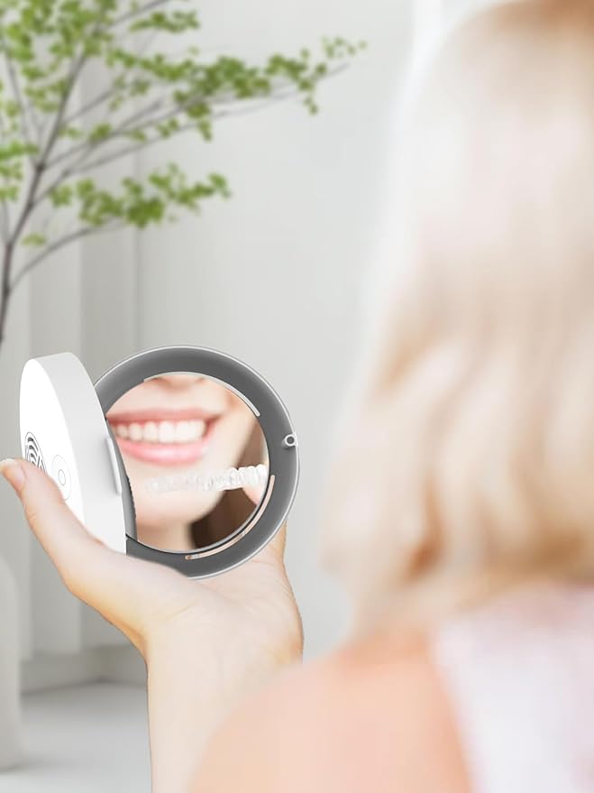 Voraiya UV Retainer Case Braces Box with Fan and Mirror – Compact Dental Case for Aligners, Mouth Guards, Night Guards, and Teeth Braces – White