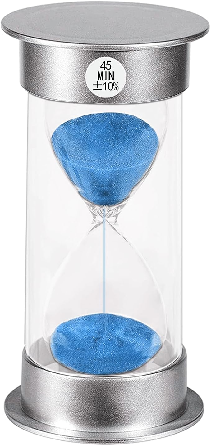 SuLiao Hourglass Sand Timer 45 Minute, Plastic Blue Sand Clock 45 Min, Large Hour Glass Sandglass Timer for Classroom, Kitchen, Games, Home, Office Decor