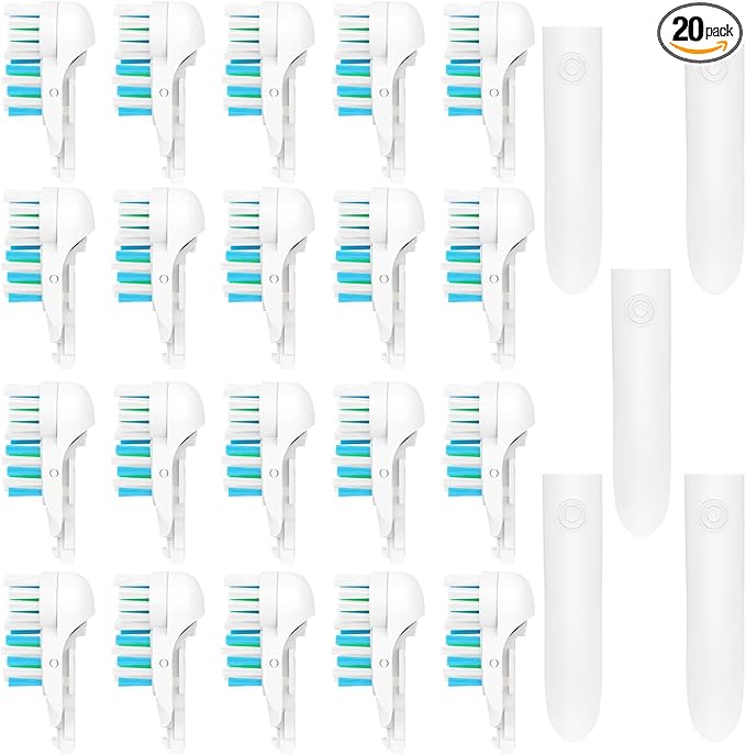 20Pcs Spinbrush Oral Toothbrush Replacements Heads Dual Cross Action Clean Attachments Sensitive Brush Refill Rotating Sets 3D White Fit for Oral B 4732 3733 4734