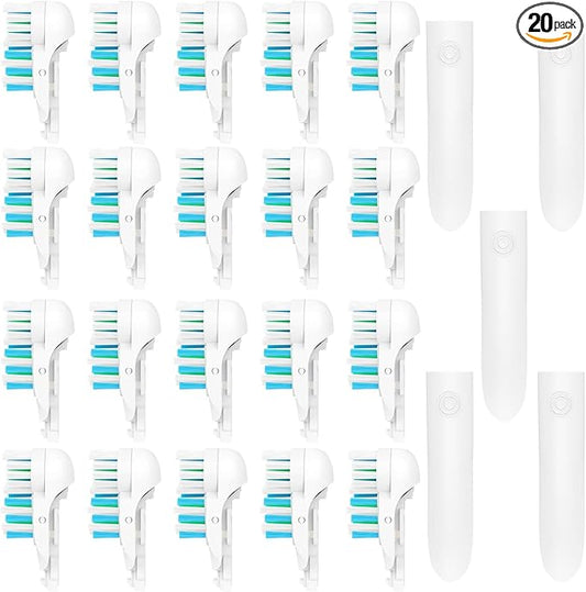 20Pcs Spinbrush Oral Toothbrush Replacements Heads Dual Cross Action Clean Attachments Sensitive Brush Refill Rotating Sets 3D White Fit for Oral B 4732 3733 4734