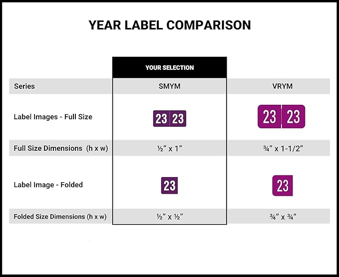2023 Year Stickers, Doctor Stuff 2023 Chart Stickers, Purple GBS/VRE Style, USA Made Year Labels for End Tab File Folders, 500 Labels/Roll in a Dispenser Box, 3/4" x 1-1/2"