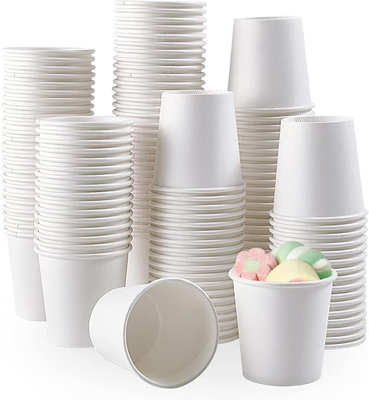 3 oz Paper Cups 600 Count Disposable Bathroom Mouthwash Espresso White Cups for Party, Picnic, Travel and Events