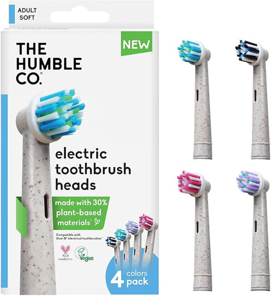 The Humble Co. Electric Toothbrush Heads – Replacement Heads Compatible with Oral B Toothbrush, Helps Remove Plaque and Eliminate Bad Breath (4pk)
