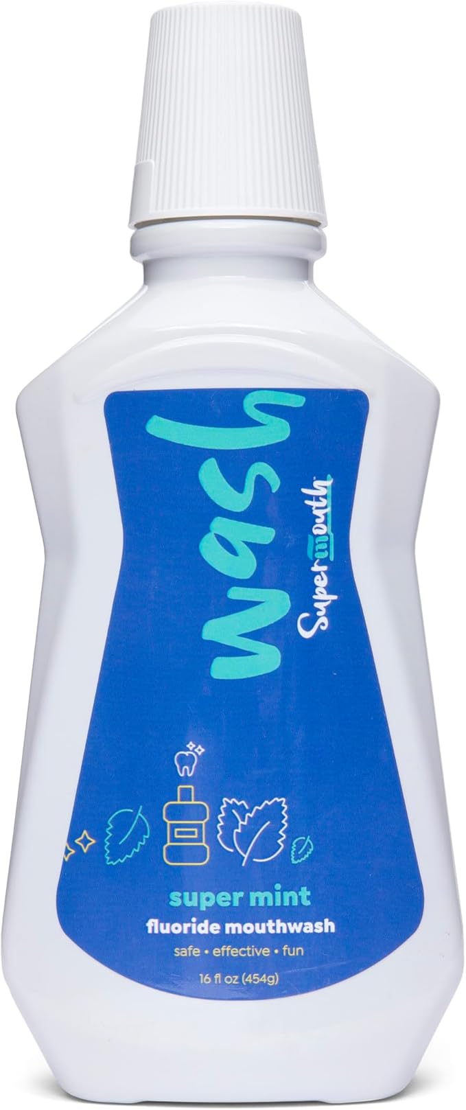 SuperMouth® Fluoride Mouthwash – Fluoride + Nano-Hydroxyapatite, Vitamins D3 & K2, Prebiotics, Alkaline pH 8.5, Alcohol-Free, Strengthens Enamel, Freshens Breath, Safe Clean Ingredients, Tasty Flavors