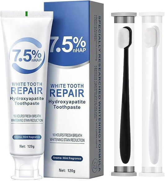 Enamel Repair Toothpaste with Hydroxyapatite - Strengthens Teeth, Fights Sensitivity, Fresh Mint Flavor for Daily Oral Health