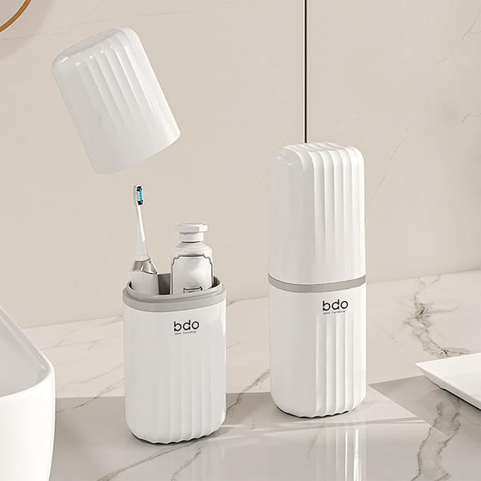 Toothbrush Travel Case Portable Toothbrush Holders with Cover Leakproof Toothbrush & Toothpaste Holder for Traveling School Camping Business Trip Bathroom
