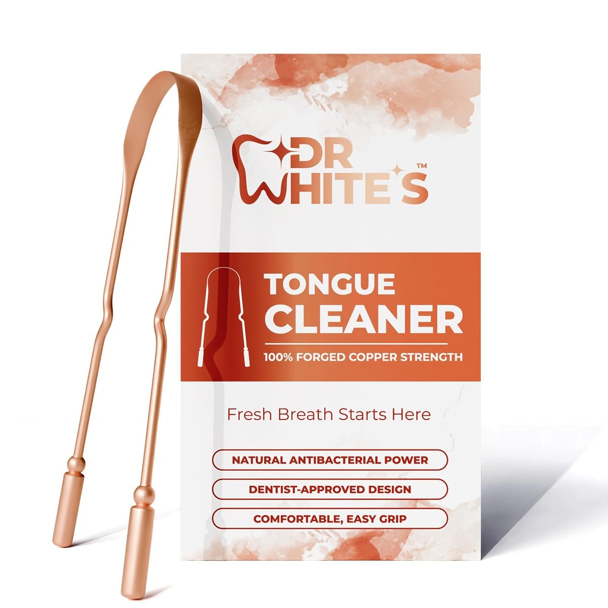 Dr. White’s Copper Tongue Cleaner – Dentist-Formulated Dual-Grip Design for Fresh Breath & Everyday Oral Detox – 100% Forged Copper, For Adults & Kids, Rust-Resistant, Built to Last