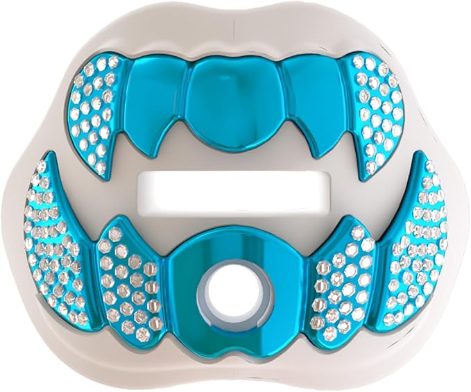 LeCool Football Mouth Guard with Connected Strap- 3D Beast Chrome Adult and Youth Mouth Guard-Mouth Piece for Sports for Maximum Air Flow and Teeth Protection