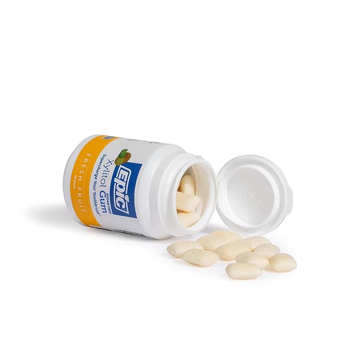 Epic 100% Xylitol Fresh Fruit Chewing Gum - Sugar Free, Aspartame Free Dental Gum - Supports Oral Health & Fresh Breath - 50 Pieces