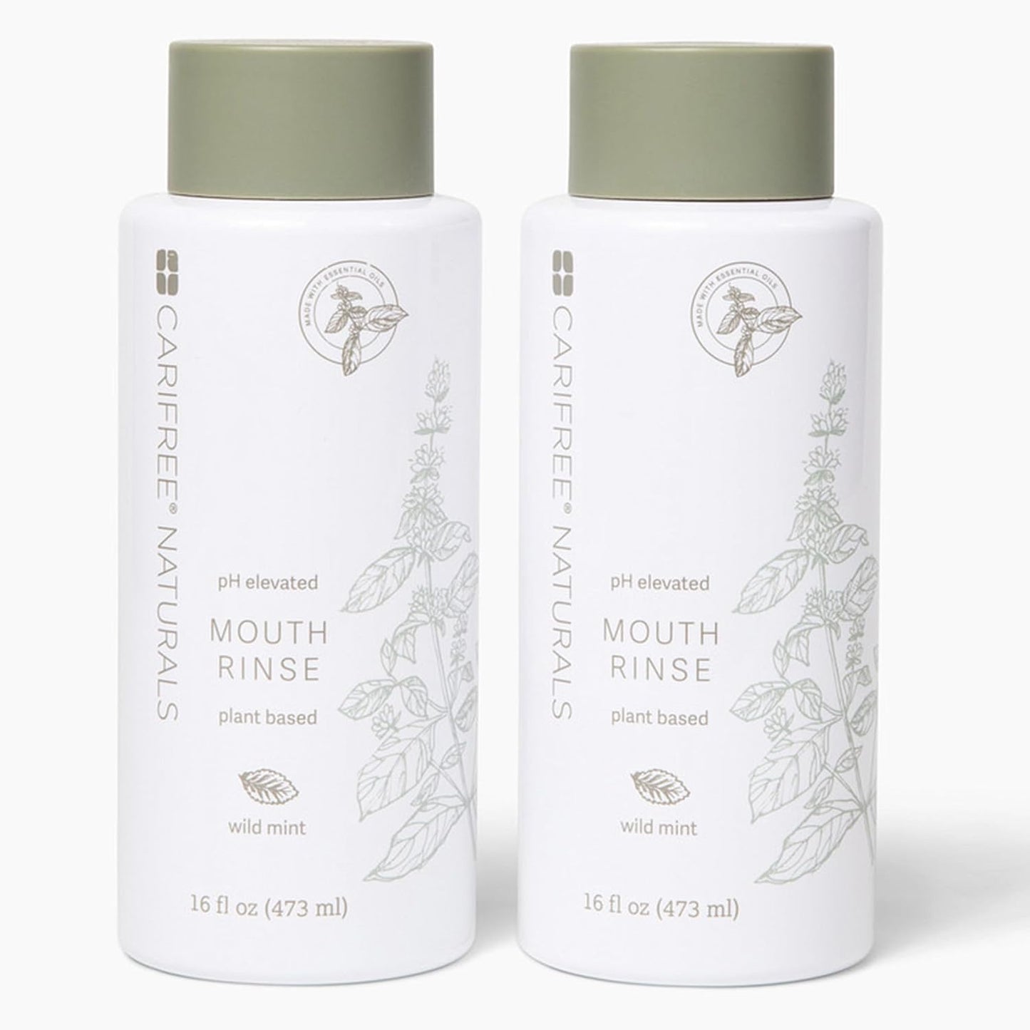 CariFree Naturals Mouth Rinse, pH Elevated, Fluoride-Free, with Magnolia Bark & Essential Oils, Organic Ingredients, Alcohol-Free, Dentist Recommended, Dentist Developed Wild Mint 16 Fl Oz (Pack of 2)