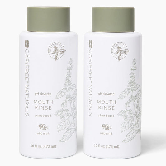 CariFree Naturals Mouth Rinse, pH Elevated, Fluoride-Free, with Magnolia Bark & Essential Oils, Organic Ingredients, Alcohol-Free, Dentist Recommended, Dentist Developed Wild Mint 16 Fl Oz (Pack of 2)