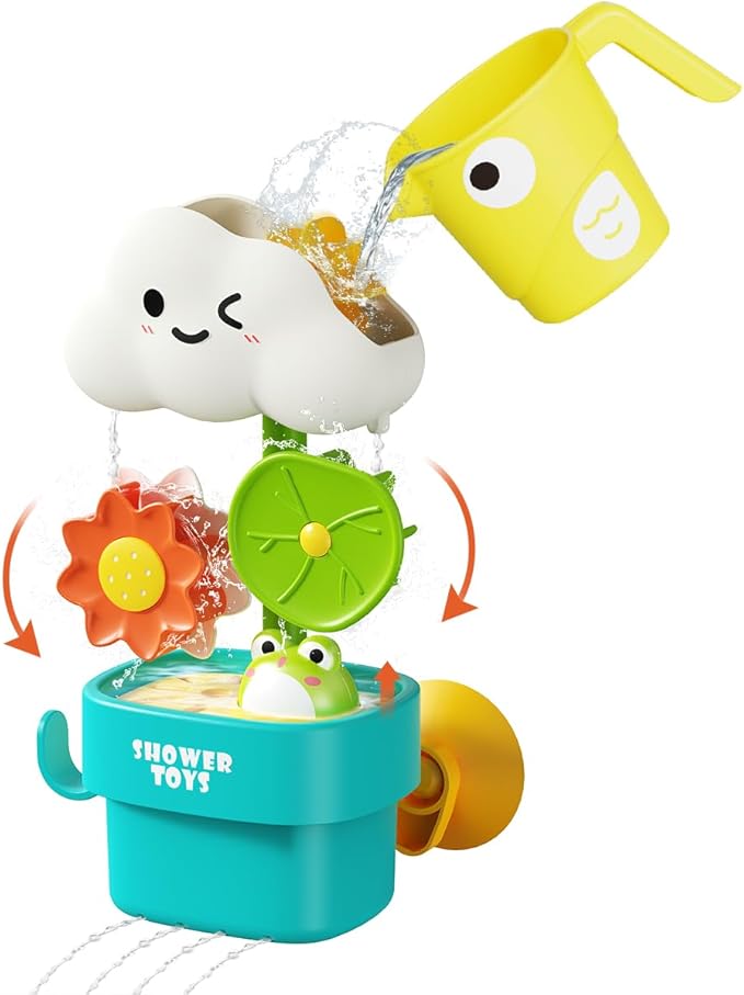 Bath Toys for Kids Ages 1-3: Cloud Set with Watering Cup, Toddler Interactive Bath Toys with Strong Suction Cup, Attach to Any Tub or Shower Fun for Bath Time - Great for Boys, Girls Shower Gifts
