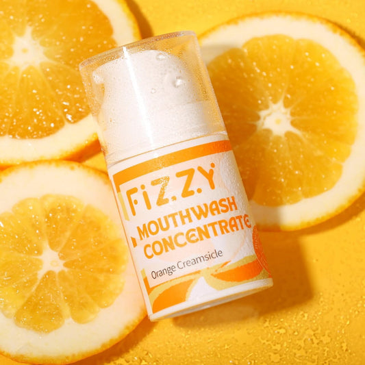 Fizzy Mouthwash Concentrate | Remineralizing Enamel Repair, Nano Hydroxyapatite | 20X Concentrated Travel Size | No Fluoride, Alcohol, Dye | Xylitol, Dry Mouth | Kids & Adults | Orange Creamsicle