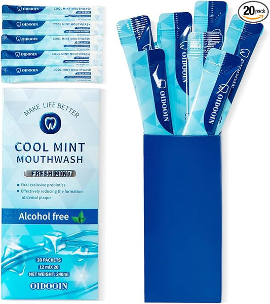 Strong Mint Mouthwash Alcohol Free, Mouth Wash for Adults, TSA Approved Mouthwash Bulk, Travel Mouth wash Prevents Cavities, Fluoride Free, Fresh Mint (0.41 Fl Oz (Pack of 20)