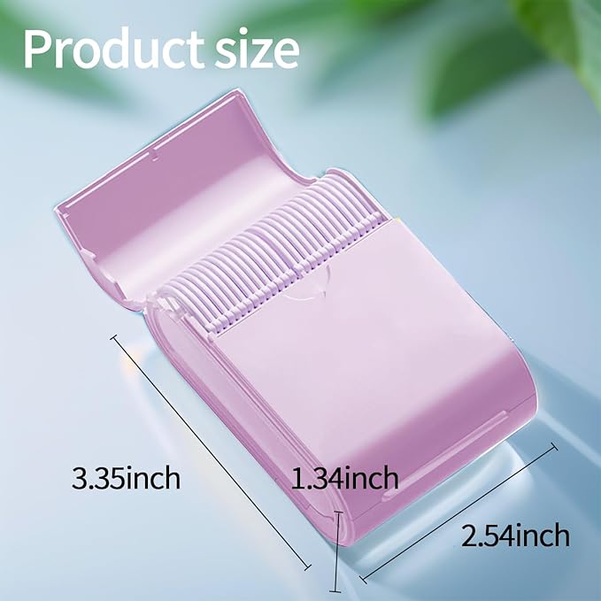 Portable Dental Floss Case 2 Box with 52 Count Floss Picks, Twin Line Design，Pink，Mint Flavor - Travel-Friendly Tooth Care Tool with Flossers Toothpick Holder - Oral Hygiene Essential.