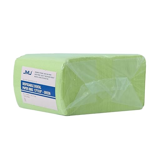 JMU 125 Pack Dental Bibs, Disposable Dental Bibs 3-Ply Waterproof Patient Bibs Tray Covers 13" x 18" Green