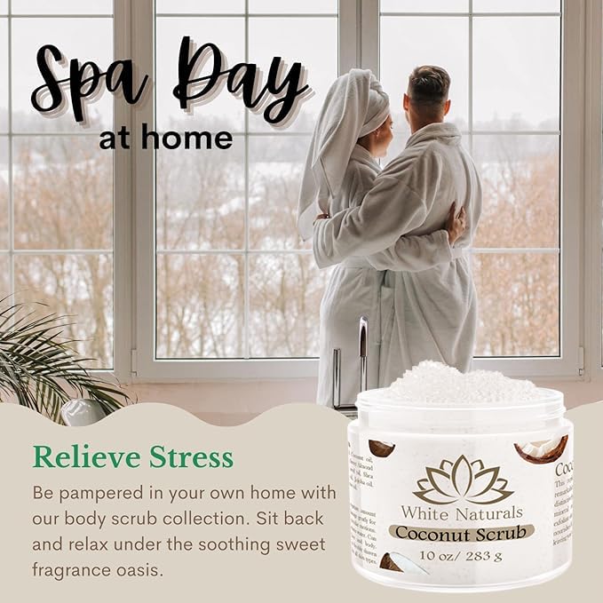 Organic Coconut Oil Scrub, Exfoliating Salt Body Scrub, Deep Cleansing for Soft Skin Remove Dead Skin Cells, Great for Toning Skin, Acne Stretch Marks Cellulite Bump Eraser, Natural Skincare Exfoliant