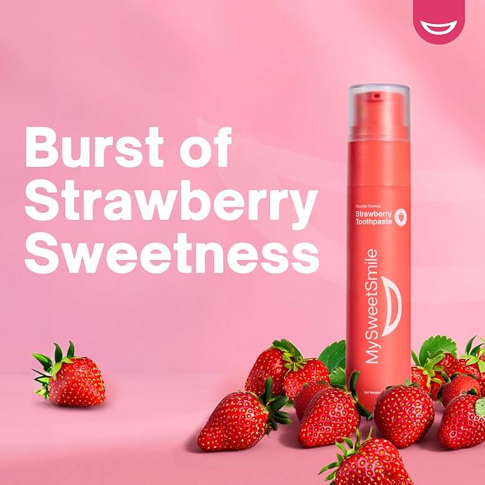 MySweetSmile Strawberry Toothpaste – Advanced Fluoride Formula – Strengthens Enamel & Prevents Cavities – Dentist-Approved & Enamel-Safe – IndyBest Award-Winning Brand - Makes Brushing Fun Again - 60g