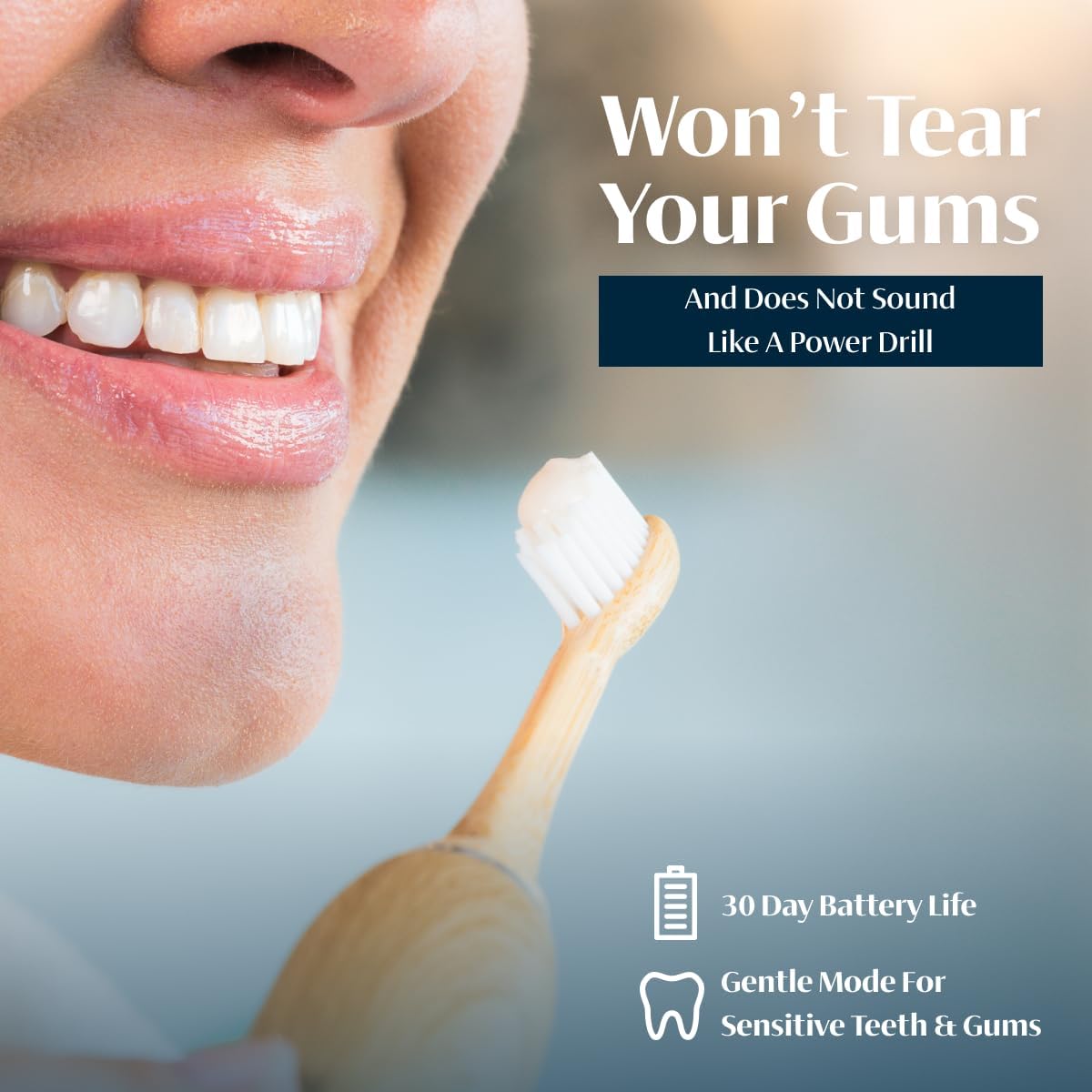 Better & Better Sonic Bamboo Electric Toothbrush for Adults | Rechargeable Electric Bamboo Toothbrush w/Plant-Based Bristles | Soft Brush Heads incl. | 4 Cleaning Modes & Long-Lasting Battery