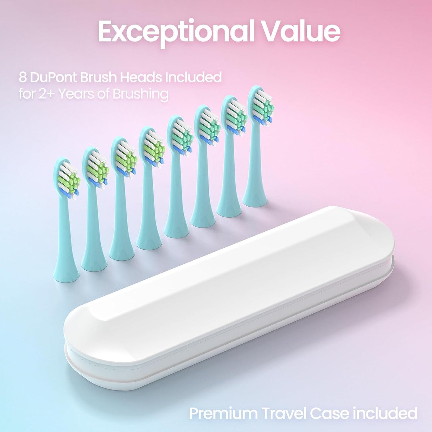 YUNCHI Sonic Electric Toothbrush for Adults & Teen, Rechargeable Battery Electric Toothbrush, 8 Brush Heads, 5 Modes, 44000 VPM Motor, 2 Min Smart Timer, IPX7 Waterproof, Travel Case, 90 Days-Gradient