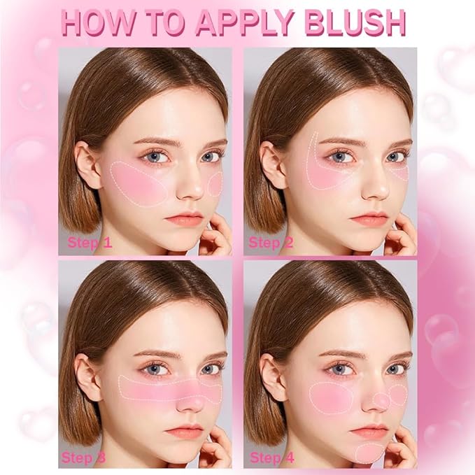 Blush for Cheeks Makeup Palette, Natural Matte Cream Powder Single Blushes for Eye and Cheek, Buildable Long-Lasting Color, Vegan & Cruelty-Free, Everyday Makeup Look for Women, #02-Rose Pink