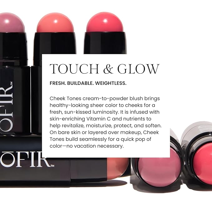 OFIR Cheek Tones Vitamin C Blush Stick | Buildable, Hydrating, Lightweight, Vegan Cream Blush Stick | Non-Transfer, Radiant Finish, Skin-Loving Formula | Watermelon - Reddish Pink | 0.21 oz