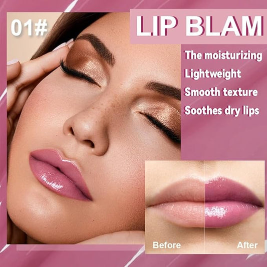 Summer Glow Reviver Lip Balm Butter Lip Gloss, Melting Lip Serum, Ultra-Hydrating Natural Vegan Lip Balm, Sheer-Tinted Shine & Hydration, Soothes & Softens Dry Lips (Light Purple)